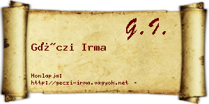 Géczi Irma névjegykártya